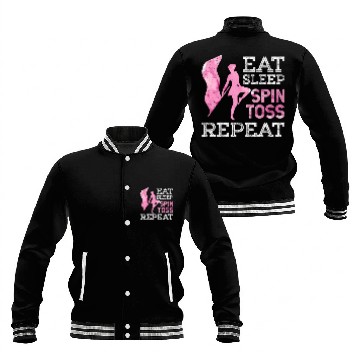 Discover Eat Sleep Spin Toss Repeat Color Guard Winter Marc Baseball Jackets
