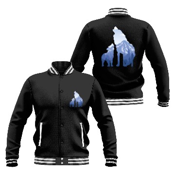 Discover Wolf And Puppy Husky Mountains Nature Hiking Baseball Jackets
