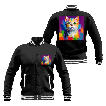 Discover Oil Painting Style Cat Portrait Design for Cat Baseball Jackets