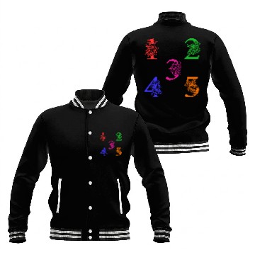 Discover Fun Numbers, Numbers Baseball Jackets for kids and adults