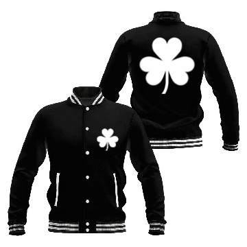 Discover Saint Patric Day Left Chest White Clover Baseball Jackets
