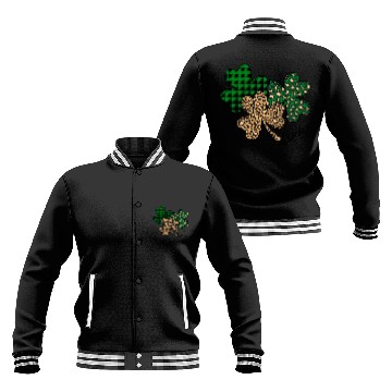 Discover Lucky Leopard Shamrock St Patric Day Baseball Jackets