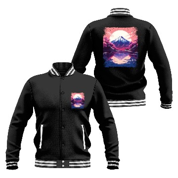 Discover Vaporwave Aesthetic Japan Sight Mount Fuji Volcano Baseball Jackets