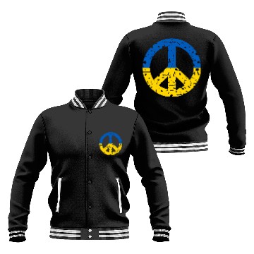 Discover Ukraine Peace Sign Ukrainian Flag Colors Baseball Jackets
