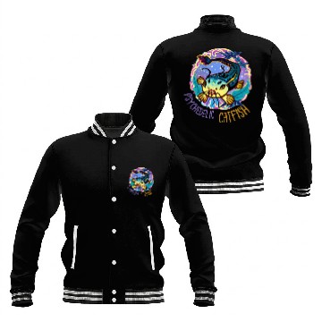 Discover Psychedelic Catfish Artwork Baseball Jackets