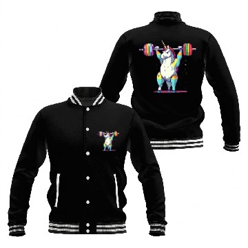 Discover Unicorn Weighlifting Baseball Jackets