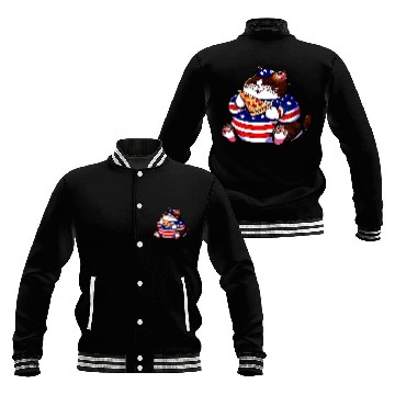 Discover Fat American pizza cat Baseball Jackets