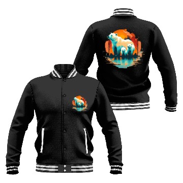 Discover Polar Bear with cubs, Snow Spectrum Baseball Jackets