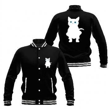 Discover White Cat Silhouette Baseball Jackets