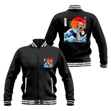 Discover The Great Wave off Kanagawa'n woman wearing kimono Baseball Jackets