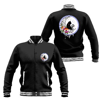 Discover Galaxy Cat and Flowers in Lesbian Flag Colors Baseball Jackets