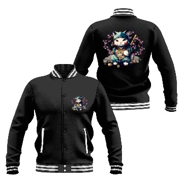 Discover Samurai Cat Anime Kawaii Japanese Style Baseball Jackets