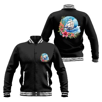 Discover Sailing Ship Sailing Orchids Flowers Sailboat Baseball Jackets