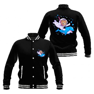 Discover Undersea cat and dolphin Baseball Jackets