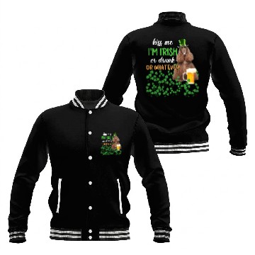 Discover American Cocker Spaniel Kiss Me I'm Irish Or Drunk Baseball Jackets
