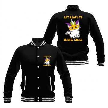 Discover Cat Ready To Mardi Gras Baseball Jackets