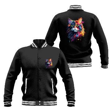 Discover Color Explosion Persian Cat Art Baseball Jackets