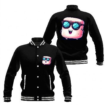 Discover Cool Marshmallow with Sunglasses: Casual Design Baseball Jackets