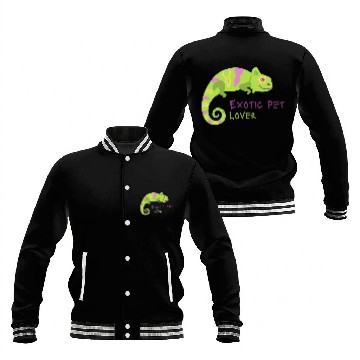 Discover Green Chameleon Lizard Exotic Pet Lover Baseball Jackets