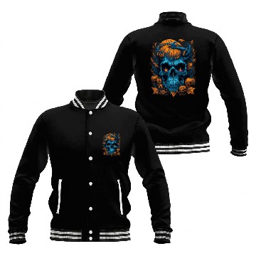 Discover Halloween Spooky Skull Face Baseball Jackets