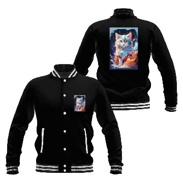 Discover Cute Crystal Fantasy Cat Design Baseball Jackets