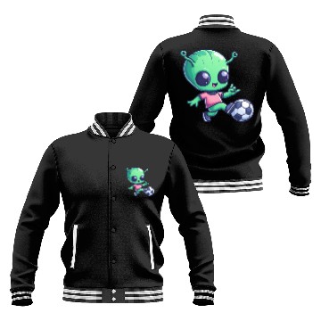 Discover Soccer Playing Alien: Green Galaxy Meets Pitch Baseball Jackets