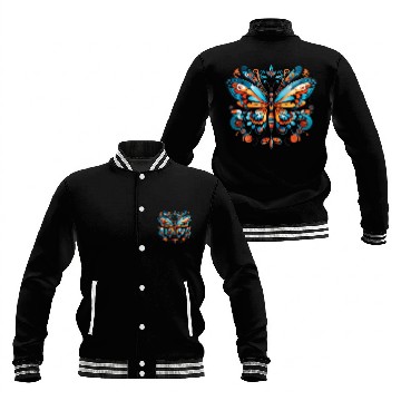 Discover Aztec Butterfly Rainbow Butterfly Women’s Baseball Jackets