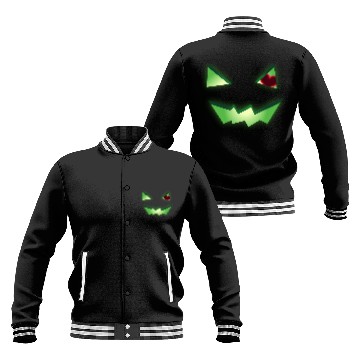 Discover Glowing Green See-Through Jack-O-Lantern w/ Heart Baseball Jackets