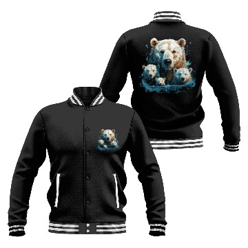 Discover A Polar Bear Family Gift Bear Mom and Cubs Baseball Jackets