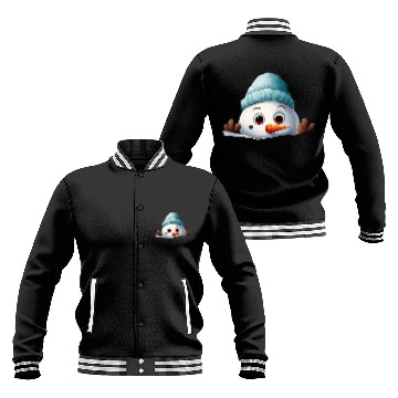 Discover Snowman Christmas watercolor Santa hat Baseball Jackets