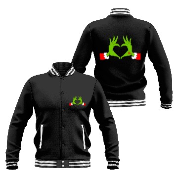 Discover Heart Hands Graphic Christmas Baseball Jackets