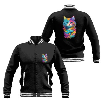 Discover Colorful Cute cat for cat Lovers Baseball Jackets