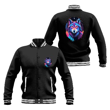 Discover Eerie Blacklight Wolf Baseball Jackets - Neon Colors