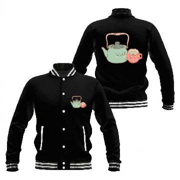 Discover Tea Kettle and Cup of Green Tea Baseball Jackets