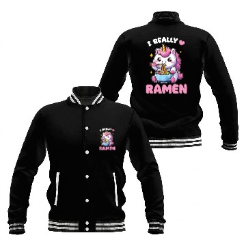 Discover Cute Unicorn Eats Ramen Noodles Unicorns Ramen Baseball Jackets