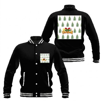Discover Green Christmas Tree Pattern Baseball Jackets