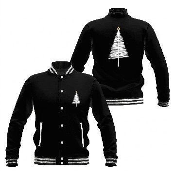 Discover White Christmas Tree Brushstroke with Golden Star Baseball Jackets