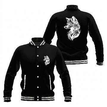 Discover Tattoo Style Fox Portrait In Flowing Lines Baseball Jackets