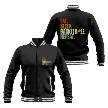 Discover Eat Sleep Basketball Repeat Retro Vintage Boy Kid Baseball Jackets