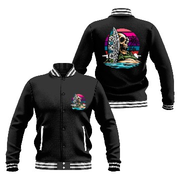 Discover Surfing Surfer Skull Nature Baseball Jackets