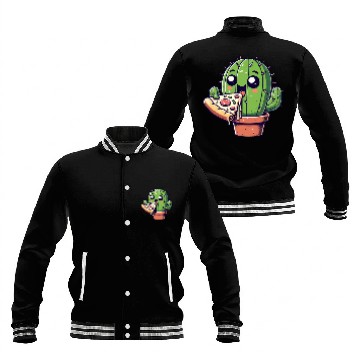 Discover Cute Cactus Pizza Comic Baseball Jackets