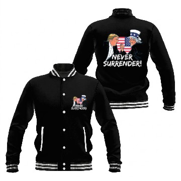 Discover Trump Never Surrender Mug Shot Baseball Jackets