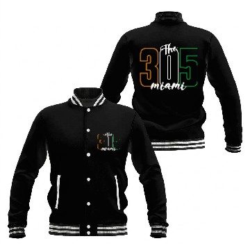 Discover Miami 305 Area Code - Typography Art Baseball Jackets