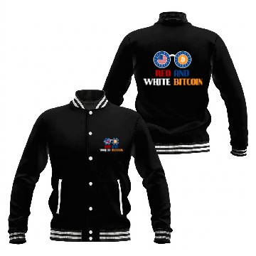 Discover Red and White Bitcoin Baseball Jackets
