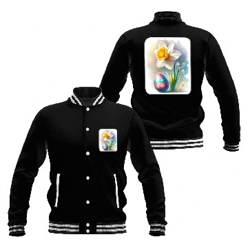 Discover A Beautiful Daffodil With an Easter Egg Baseball Jackets