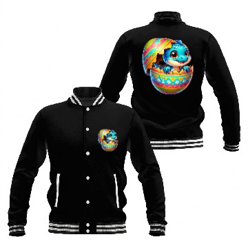 Discover Easter Egg Dino T-Rex Hatching Colorful Cartoon Baseball Jackets