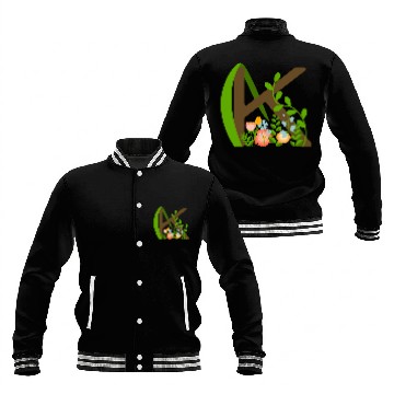 Discover Capital letter K monogram and wildflowers Baseball Jackets