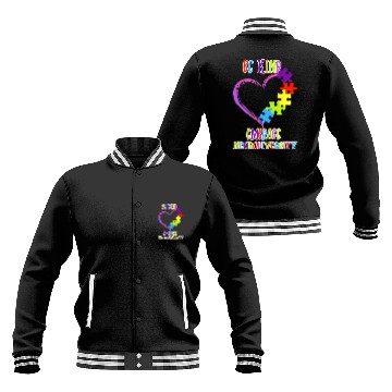 Discover Be Kind Embrace Neurodiversity Heart ADHD Autism Baseball Jackets