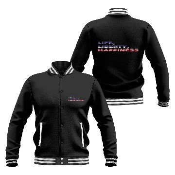 Discover Life, Liberty, Happiness American Flag Font Baseball Jackets