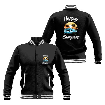 Discover Funny Camping Hiking Lover Present Happy Camper Baseball Jackets
